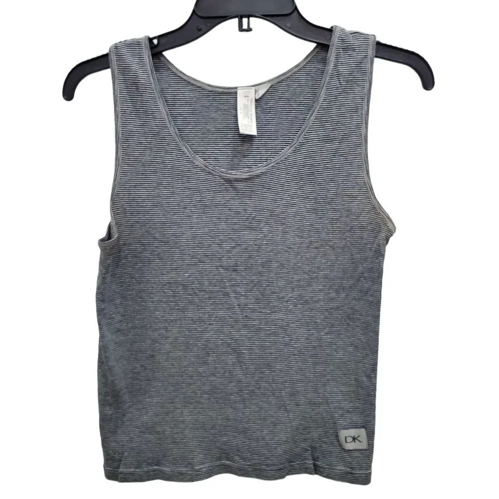 Donna Karan Intimates Women's Gray Stripe Sleeveless Sleep Tank Top‎ Size M